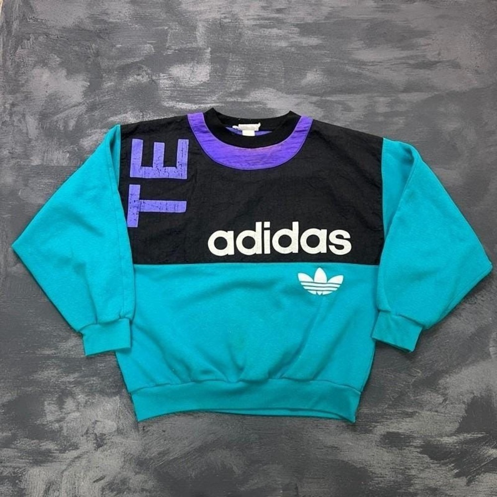 Vintage Adidas Sweatshirt Men's Large Blue‎ 1980s